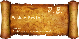 Panker Ervin névjegykártya